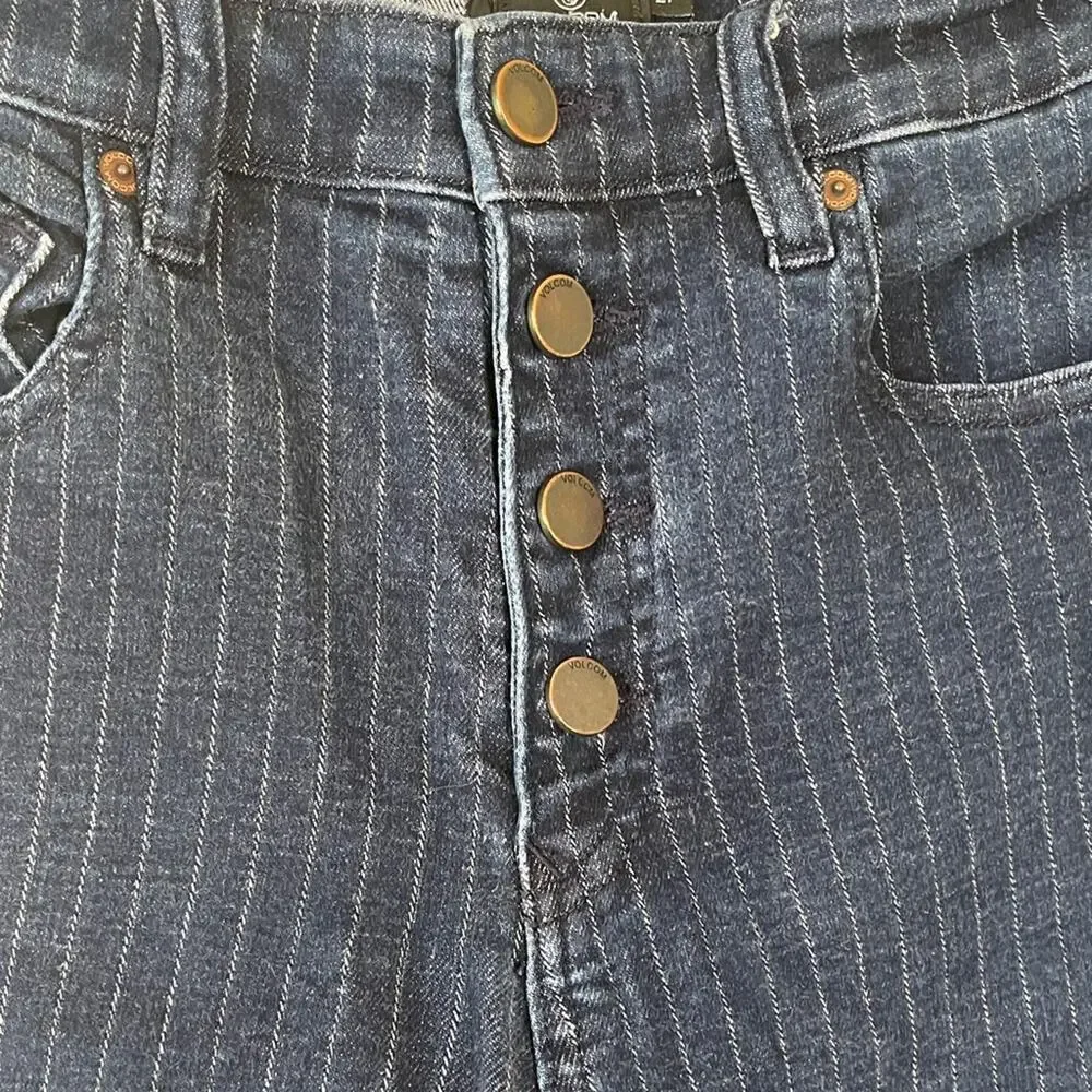 Volcom High Rise Dark Blue Striped Jeans